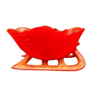 VTG Westmoreland Amberina Red Orange Slag Glass Open Sleigh 9” Glows